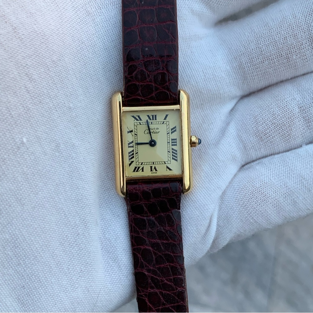 Vintage Cartier Vermeil Tank 925 Quartz Replated Ladies Watch!